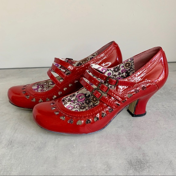 Hush Puppies, Red Patent Freya Retro Court Shoe